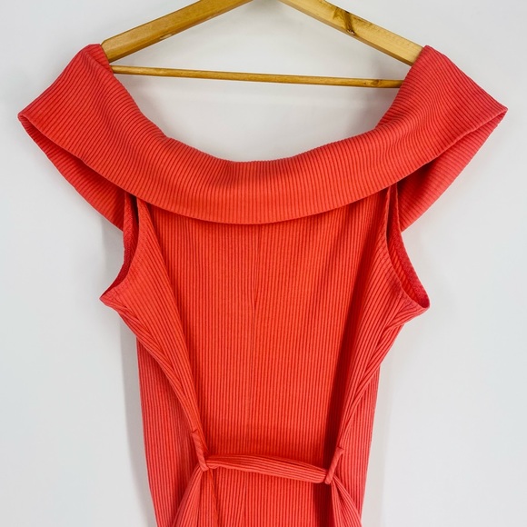 Fashion Nova Pink Ribbed Off Shoulder New Stretch Belted Maxi Dress Plus Size 3X - Picture 9 of 14